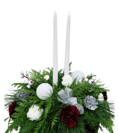 Silver and White Christmas. An arrangement by Flowers Plus.
