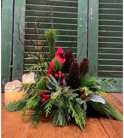 Joyful Blessings Small Fresh Cardinal Arrangement. An arrangement by Forest Florist.