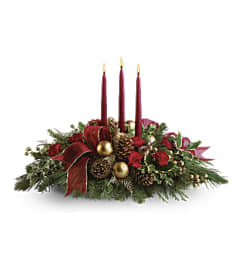Tallevast Holiday Centerpiece. An arrangement by Tallevast Florist.