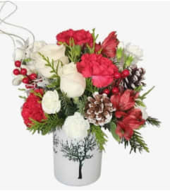 Cheery Snow. An arrangement by Azi Flowers.