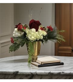 Regal Red and White Blooms. An arrangement by Goodman's Florist.