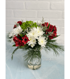 Winter Whimsy Mason Jar. An arrangement by Brooklin Floral and Garden Shoppe Inc.. Winter Whimsy Mason Jar. An arrangement by Brooklin Floral and Garden Shoppe Inc..