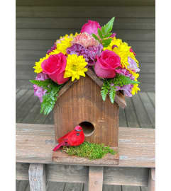 Fond Beauty Birdhouse. An arrangement by Jenilyn's Creations.