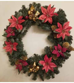 WREATH HOLIDAY. An arrangement by Flowers by Priscilla.