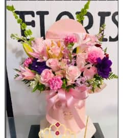 All about Pinks. An arrangement by Geni's Florist and Gifts.
