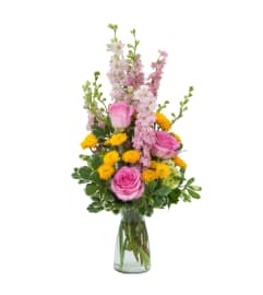 Pink N Yellow. An arrangement by Deer Valley Florist and Flower Delivery.