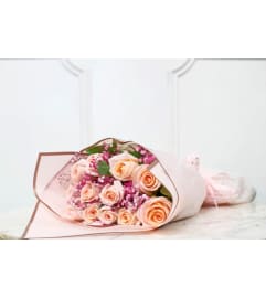 PASTEL PEACH BOUQUET. An arrangement by BellaRosa Gardens.