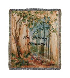 IN LOVING MEMORY GATE THROW. An arrangement by J.D. Ballantine's Flowers and Gifts.