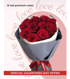 Red premium roses bouquet (12, 25 or 50 roses). An arrangement by Lux Flower Box.