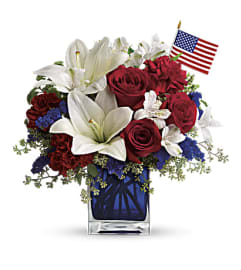 America The Beautiful Cube. An arrangement by Love Story Florist.