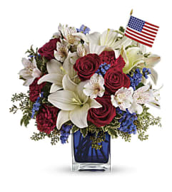 America The Beautiful Cube. An arrangement by Love Story Florist.