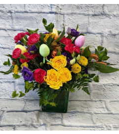 Happy Easter Cube. An arrangement by Clemmons Florist Inc..