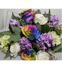 TRIPLE A'S SPRING RAINBOW BOUQUET. An arrangement by Triple A Florist.