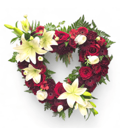 Loving Memories Open Heart Wreath. An arrangement by Appleblossoms.