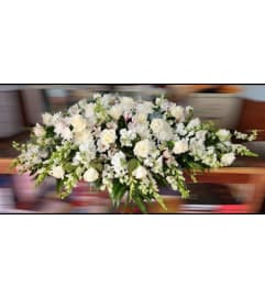 Beautiful Memories Casket Spray. An arrangement by Azi Flowers.