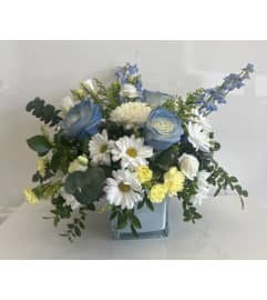 Sky and Meadow Dreams. An arrangement by Flower Trends Florists.