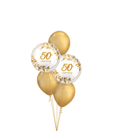 Happy 50th Anniversary Classic Balloon Bouquet. An arrangement by Balloon Bouquets Plus. Happy 50th Anniversary Classic Balloon Bouquet. An arrangement by Balloon Bouquets Plus.