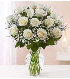 White One Dozen Roses. An arrangement by Brickell Ave Florist.