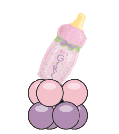 It's A Girl Bottle Balloon Super Table Topper. An arrangement by Balloon Bouquets Plus.