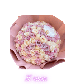 25-100 Rose Bouquet – Ramo Buchon 25-100 Rosas. An arrangement by La Bolsa Rosa.