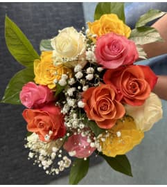 Summer Hand Tied Rose Bouquet. An arrangement by Fellows Fernlea Flowers.