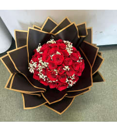Red Rose Bouquet. An arrangement by Foxchase Florist.