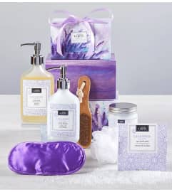 lavender bath set tower. An arrangement by Last Minute Gifts and Flowers. lavender bath set tower. An arrangement by Last Minute Gifts and Flowers.