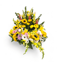 Ray of Sunshine Urn Wreath. An arrangement by Appleblossoms.