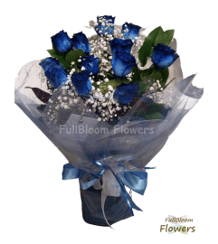 Blue Rose Bouquet. An arrangement by FullBloom Flowers.