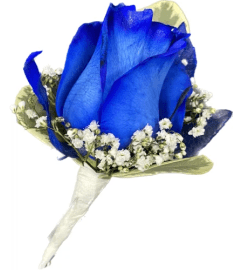 Blue Rose Boutonniere. An arrangement by Garden Florist.