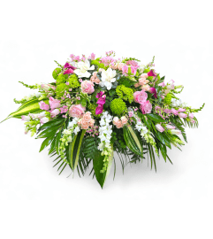 Pink Serenity Casket Spray. An arrangement by Appleblossoms.