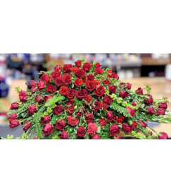 Admired Memories Casket Spray. An arrangement by Azi Flowers.