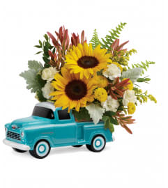 Chevy's Summer Pickup. An arrangement by North Liberty Flower Shop.