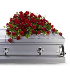 Red Rose Casket Spray. An arrangement by Fletcher Heights Florist.