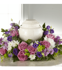 Blooming Sympathy Cremation Adornment. An arrangement by Grande Prairie Florist.