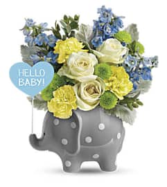 Hello Sweet Baby- Blue. An arrangement by Love Floral.