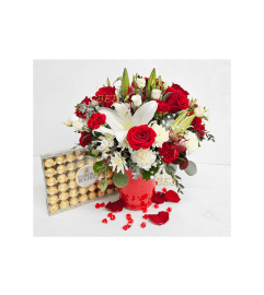 Expression of Love With Chocolate. An arrangement by Brickell Exclusive Blooms.