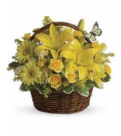 Basket of Sun Color. An arrangement by Flowers and Beyond.