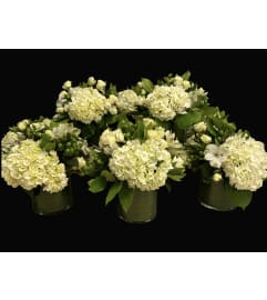 Elegant White Centerpiece. An arrangement by Hours of Flowers.