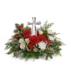 TF Joy of light Crystal Cross. An arrangement by Nicol Florist.