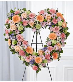 Garden Always Remember Floral Heart Tribute- Pastel. An arrangement by Garden Florist.