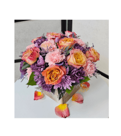 Modern Wooden Cube. An arrangement by Brickell Exclusive Blooms.