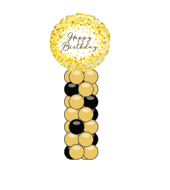 Gold Sparkle Birthday Mini Column. An arrangement by Balloon Bouquets Plus. Gold Sparkle Birthday Mini Column. An arrangement by Balloon Bouquets Plus.