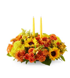 Autumn Harmony Centrepiece. An arrangement by Fendley Florists.