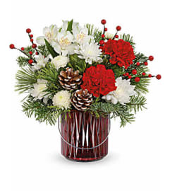 The Merry Glow Bouquet. An arrangement by Jennifer's Flowers and Gifts.