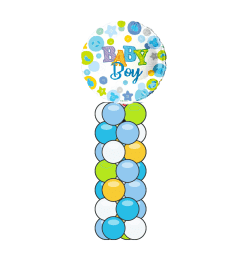 Baby Boy Round Dots Mini Balloon Column. An arrangement by Balloon Bouquets Plus.