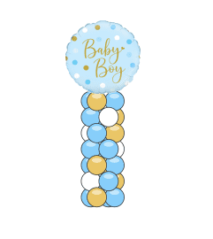 Sparkling Baby Boy Dots Mini Balloon Column. An arrangement by Balloon Bouquets Plus.