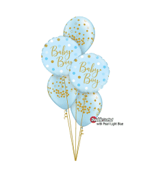 Sparkling Baby Boy Dots Classic Confetti Balloon Bouquet. An arrangement by Balloon Bouquets Plus.
