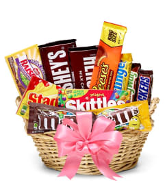 Candy gift basket. An arrangement by Timp Valley Floral. Candy gift basket. An arrangement by Timp Valley Floral.