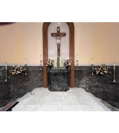 OLA - 2 tabernacles $150. + 2 Ledges $100.= $250. ALTAR. An arrangement by Flowers by Priscilla.